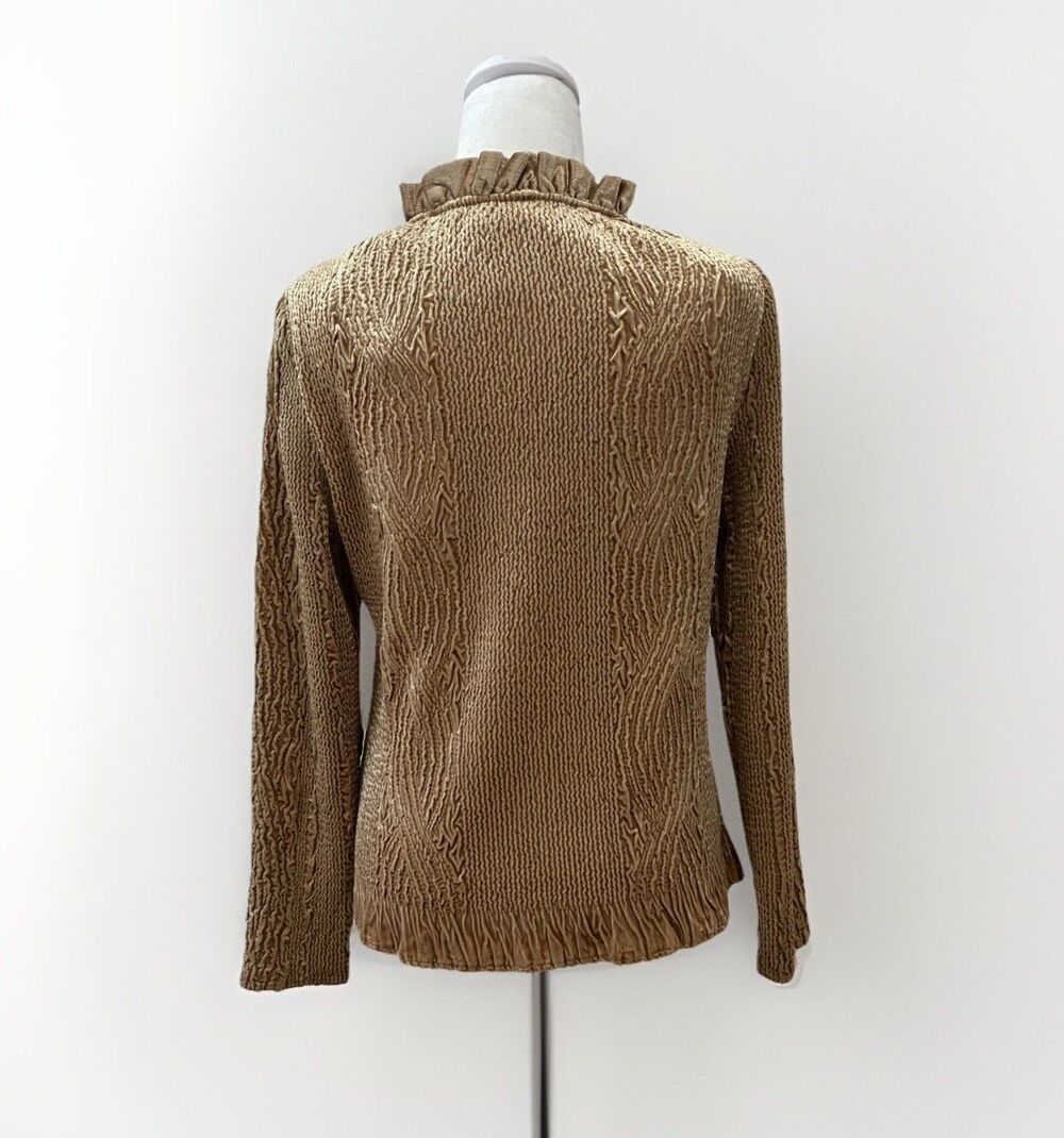 Chico's Fairy Coquette Crushed Velvet Jacket Textured Beige Size 0 Small - Picture 6 of 7